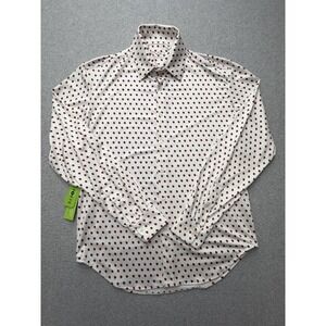 VIVFL Shirt Mens Medium White Palm Tree Print Long Sleeve Button Front Stretch